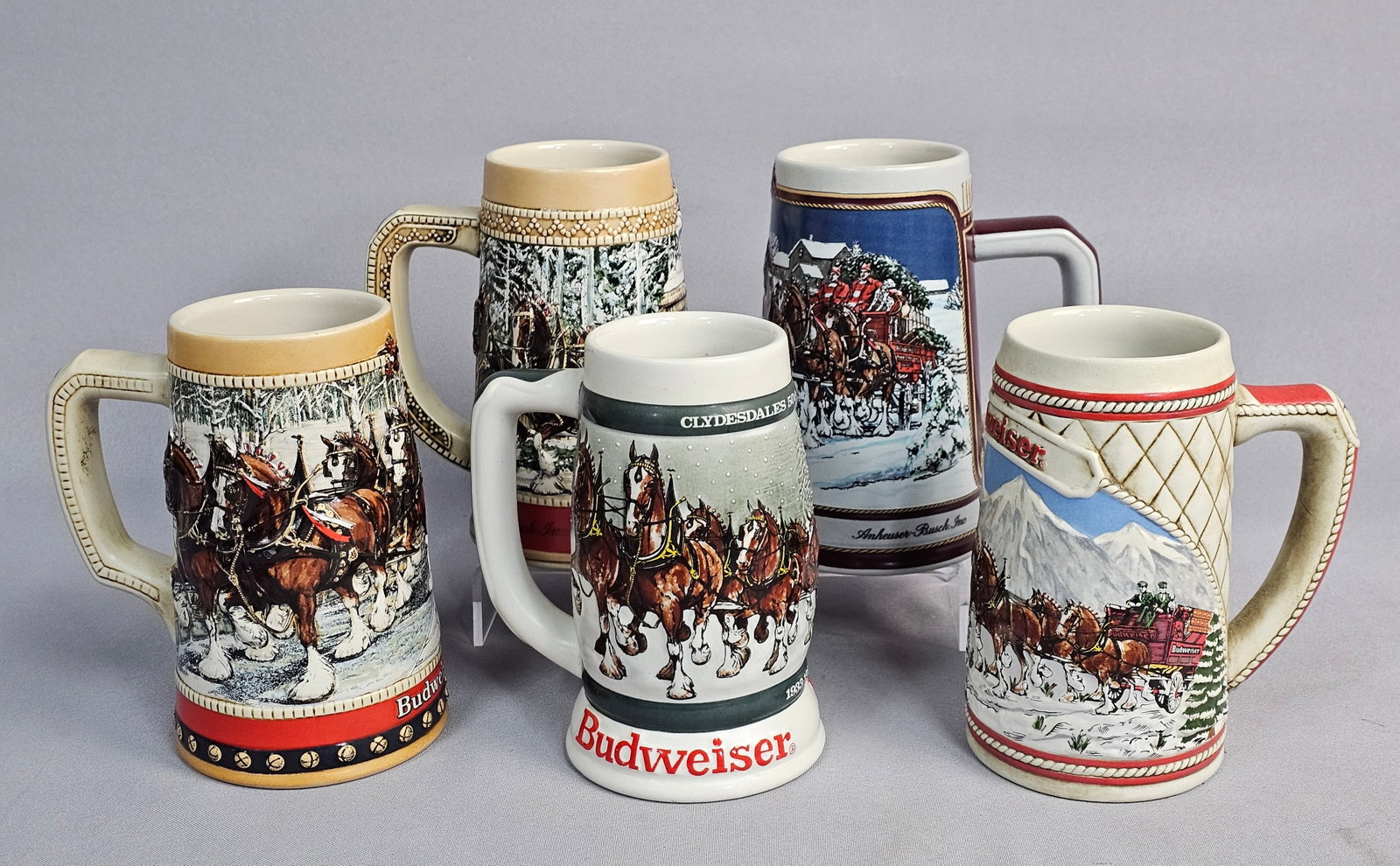 Lot of Five Budweiser Clydesdale Steins (1 of 13)