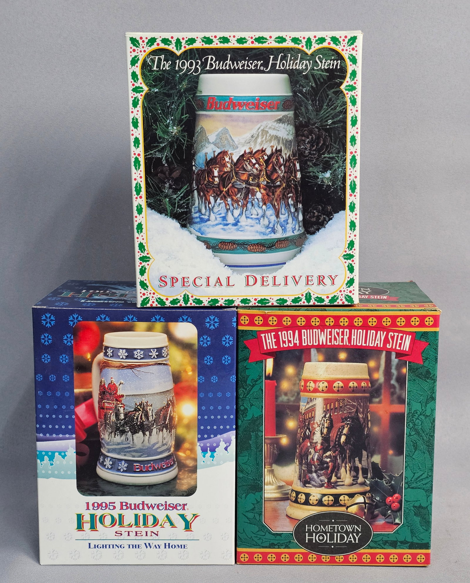 Trio of Budweiser Holiday Steins 1993-1995 (1 of 8)