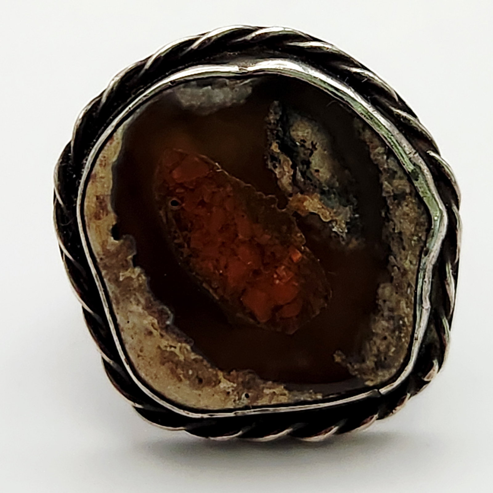 Sterling Fire Agate Ring 9.3 Grams - 2