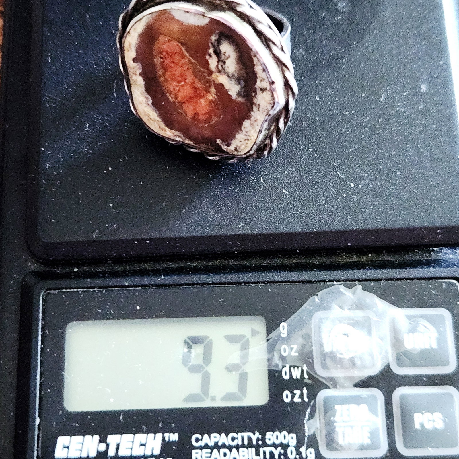 Sterling Fire Agate Ring 9.3 Grams - 6