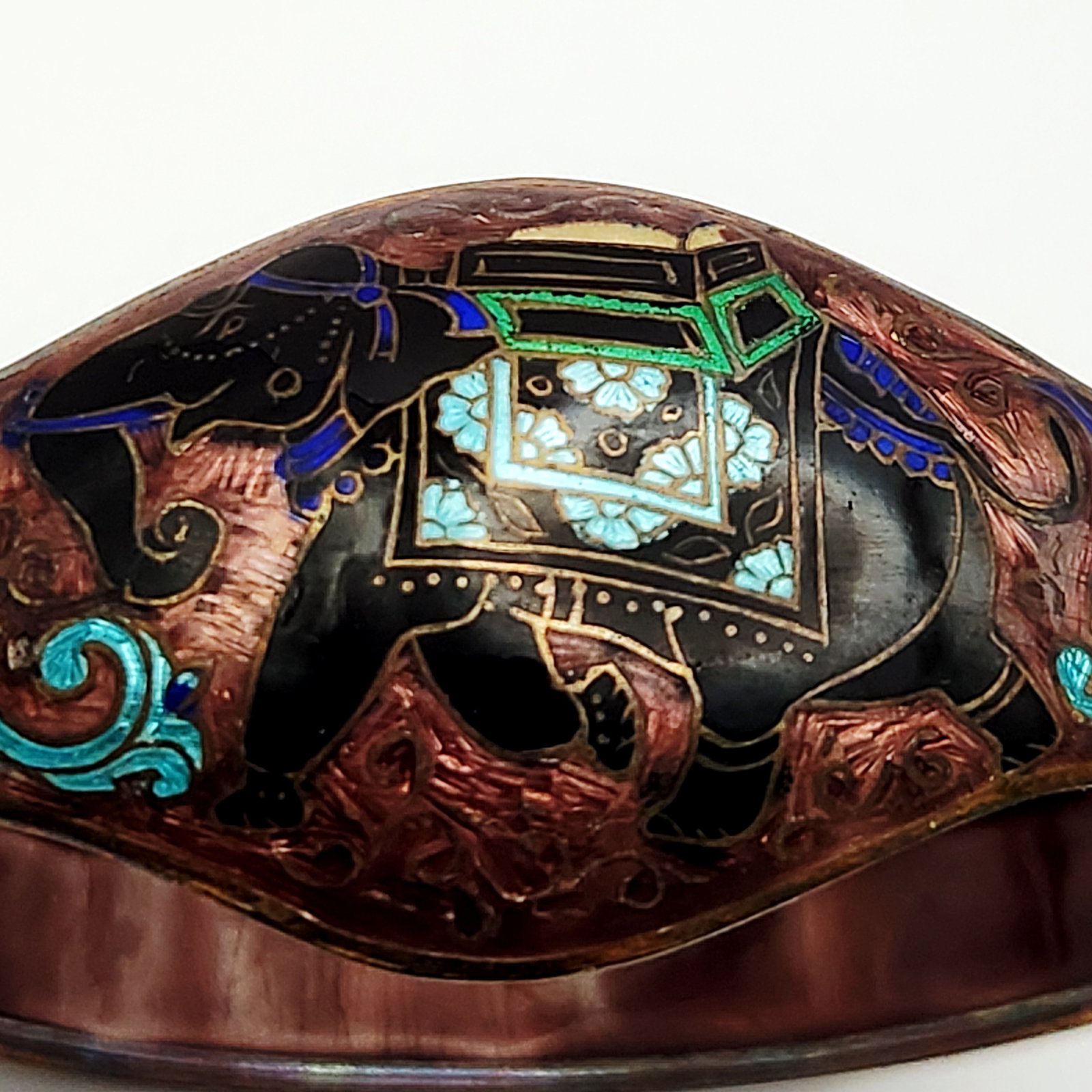 Enamel Elephant Hinged Cuff Bracelet - 2
