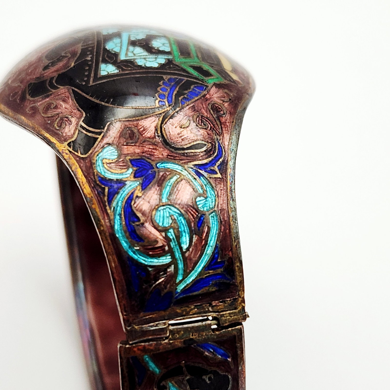 Enamel Elephant Hinged Cuff Bracelet - 3