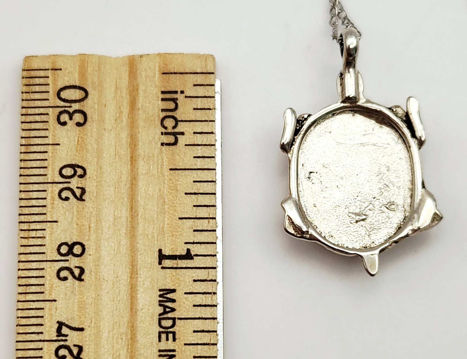 Silver Tone Turtle Inlay Necklace - 4