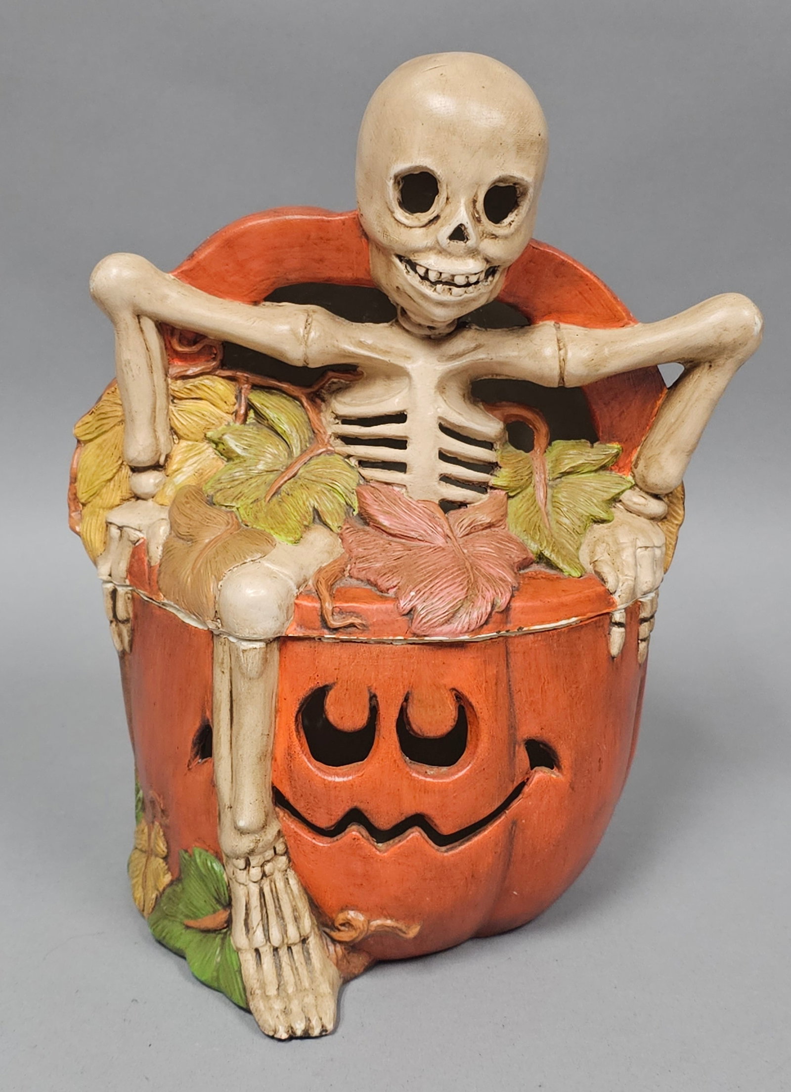 Hand-Painted Ceramic Skeleton Pumpkin Jar (1 of 8)