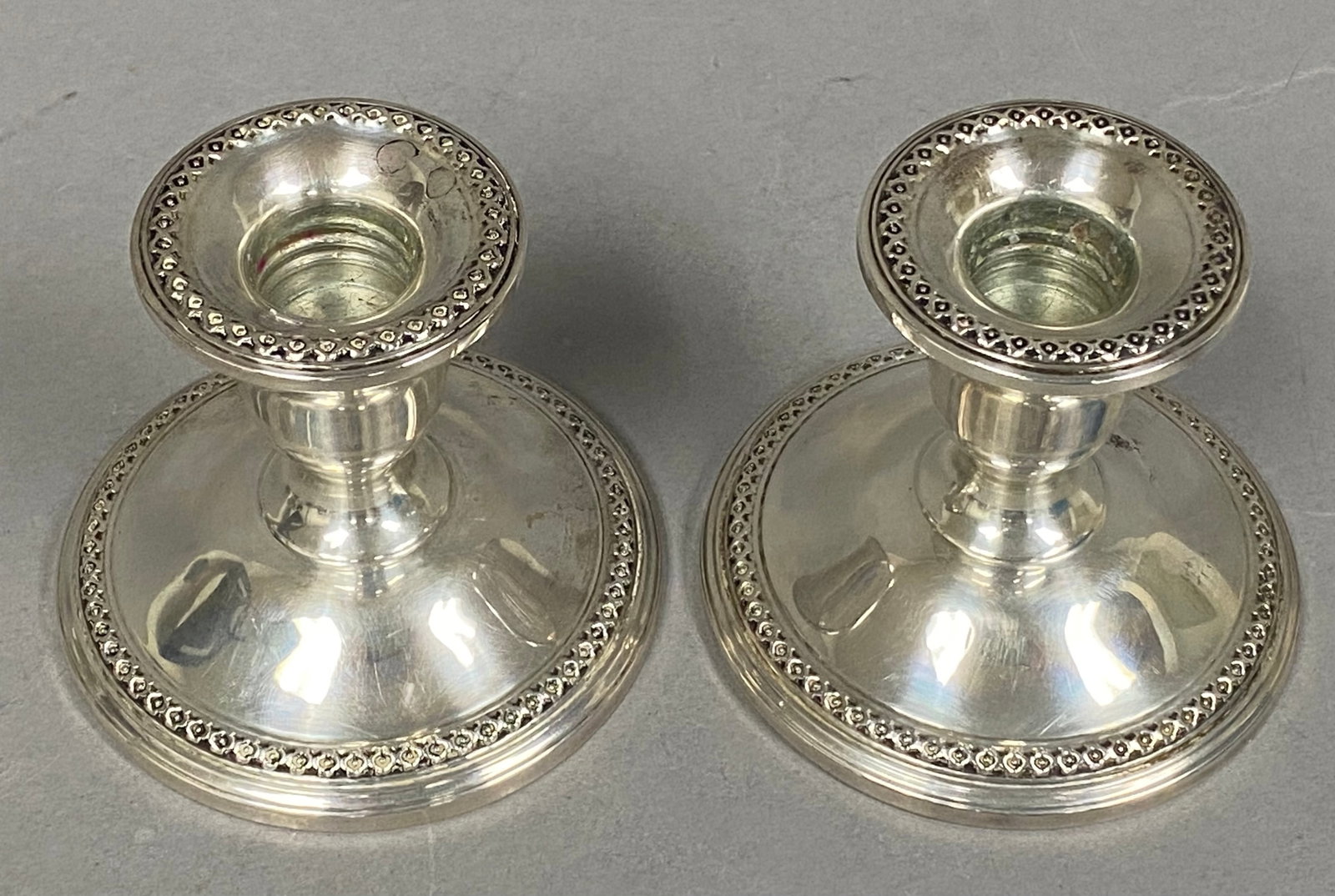 F. B. Rogers Sterling Beaded Candlesticks - 2