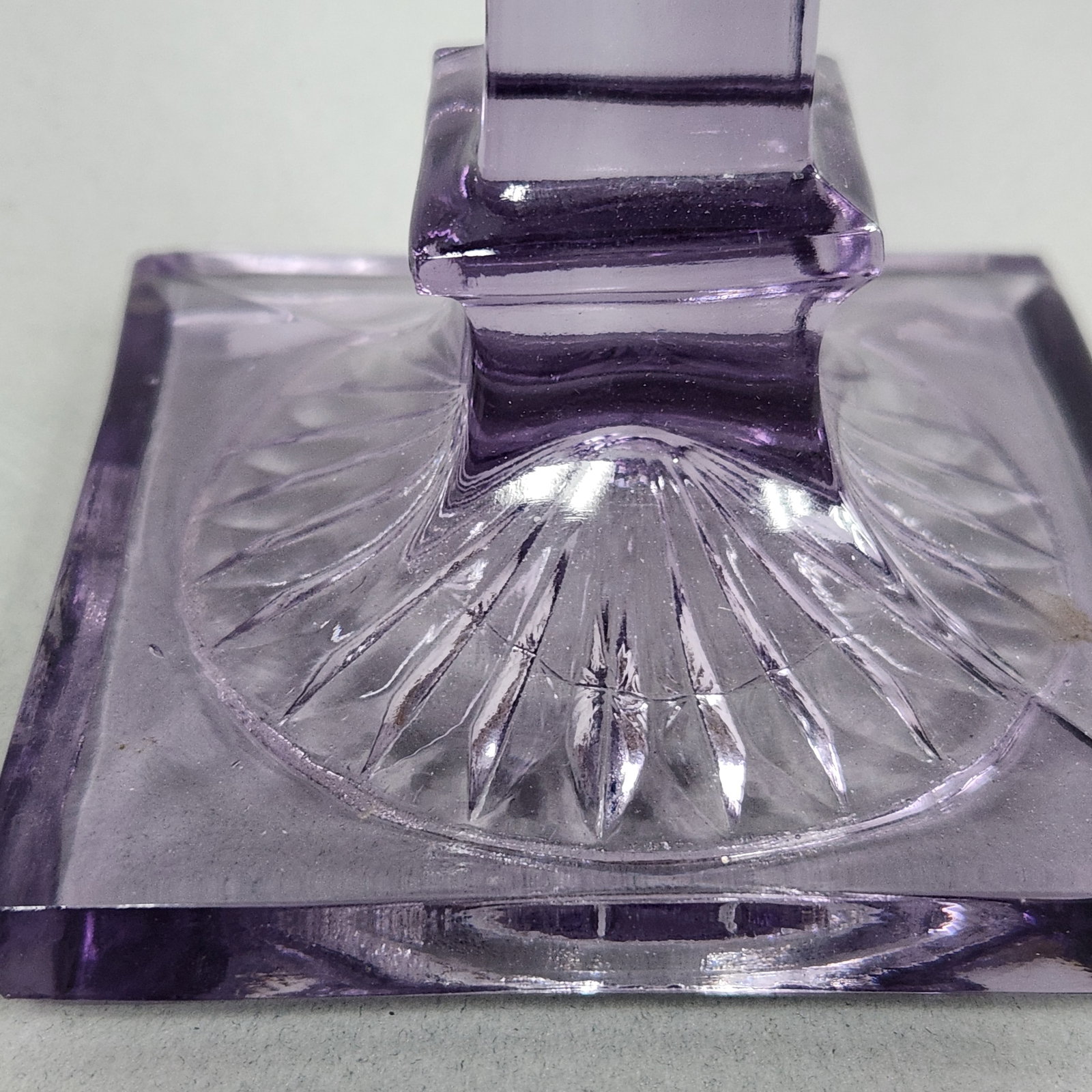 Amethyst Pressed Glass Column Candlesticks - 5