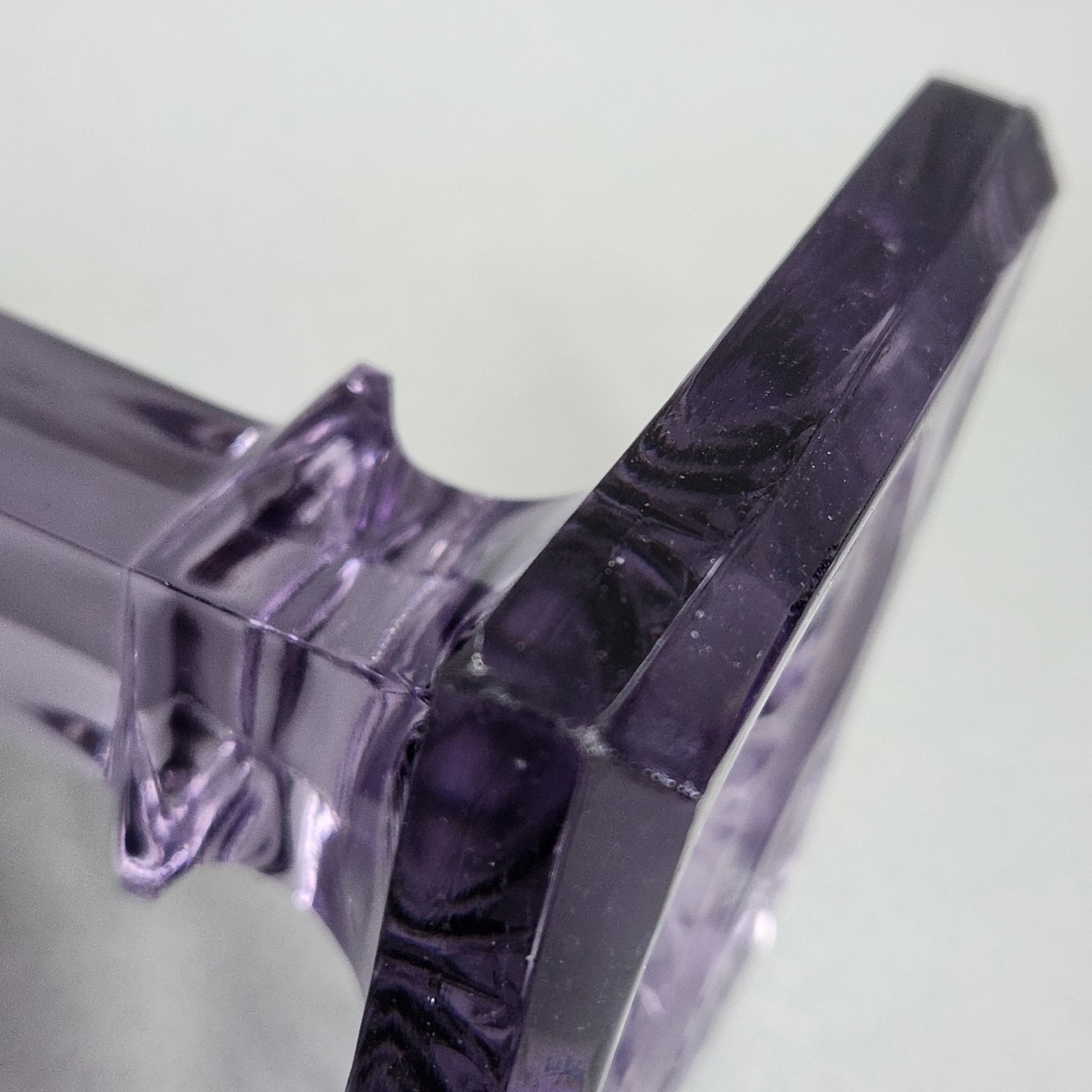 Amethyst Pressed Glass Column Candlesticks - 6