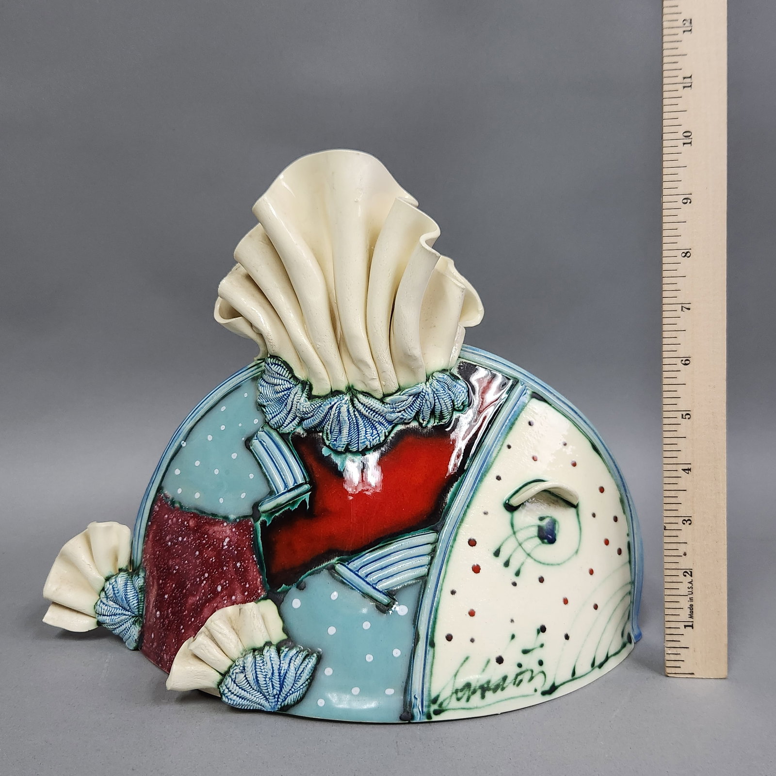 Ceramic Fish Sculpture Signed - 6