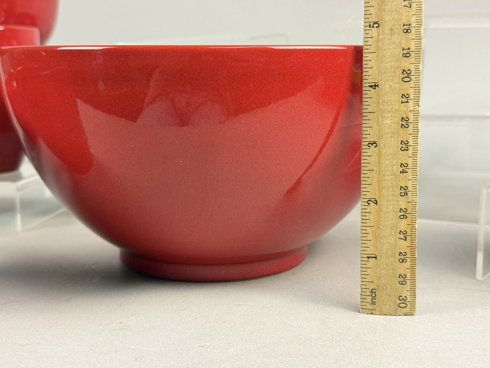 Large Red Glazed Stoneware Dinnerware Set - 14