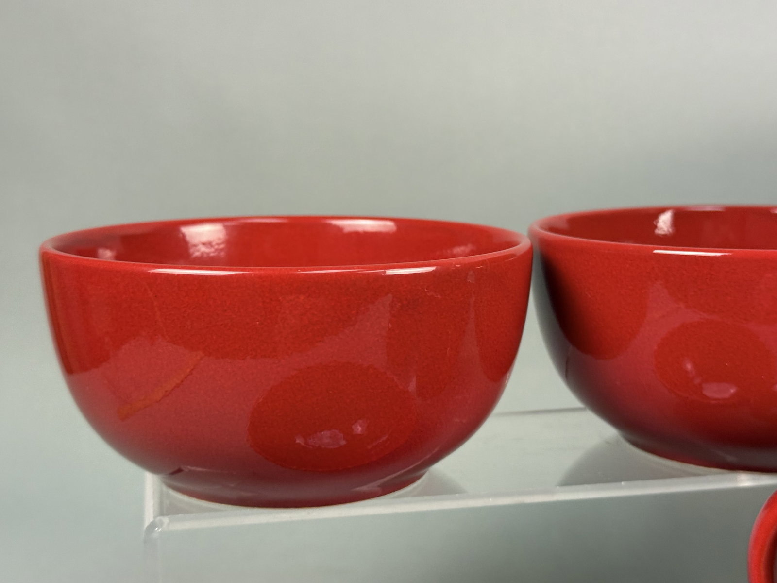 Large Red Glazed Stoneware Dinnerware Set - 16