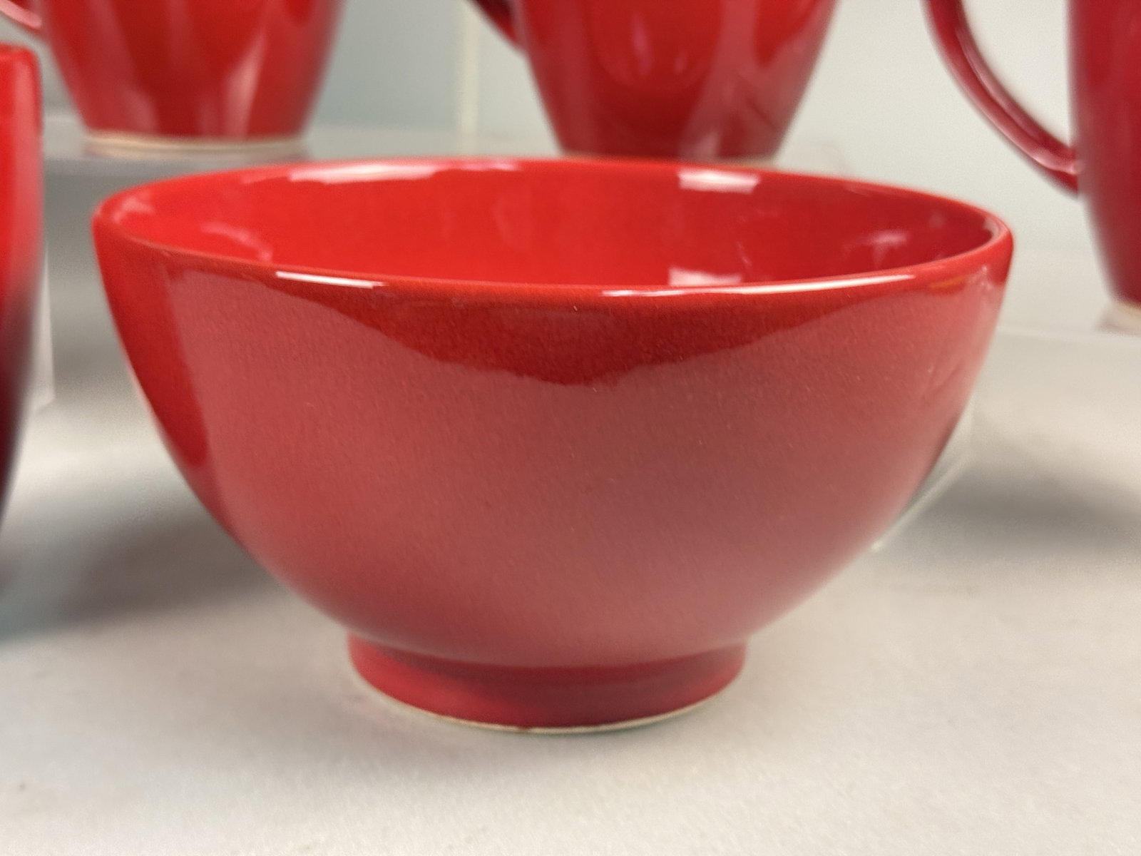 Large Red Glazed Stoneware Dinnerware Set - 17