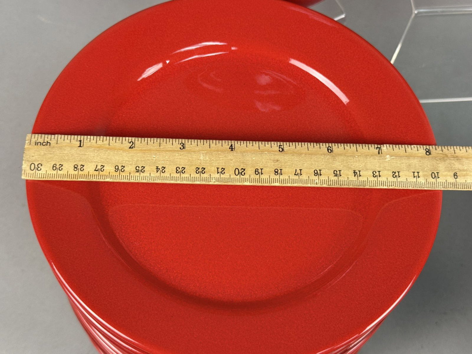 Large Red Glazed Stoneware Dinnerware Set - 3