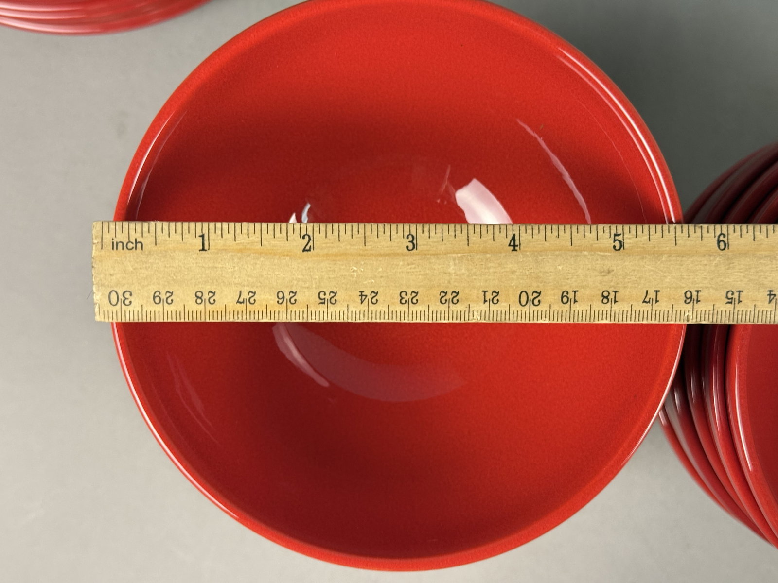 Large Red Glazed Stoneware Dinnerware Set - 7