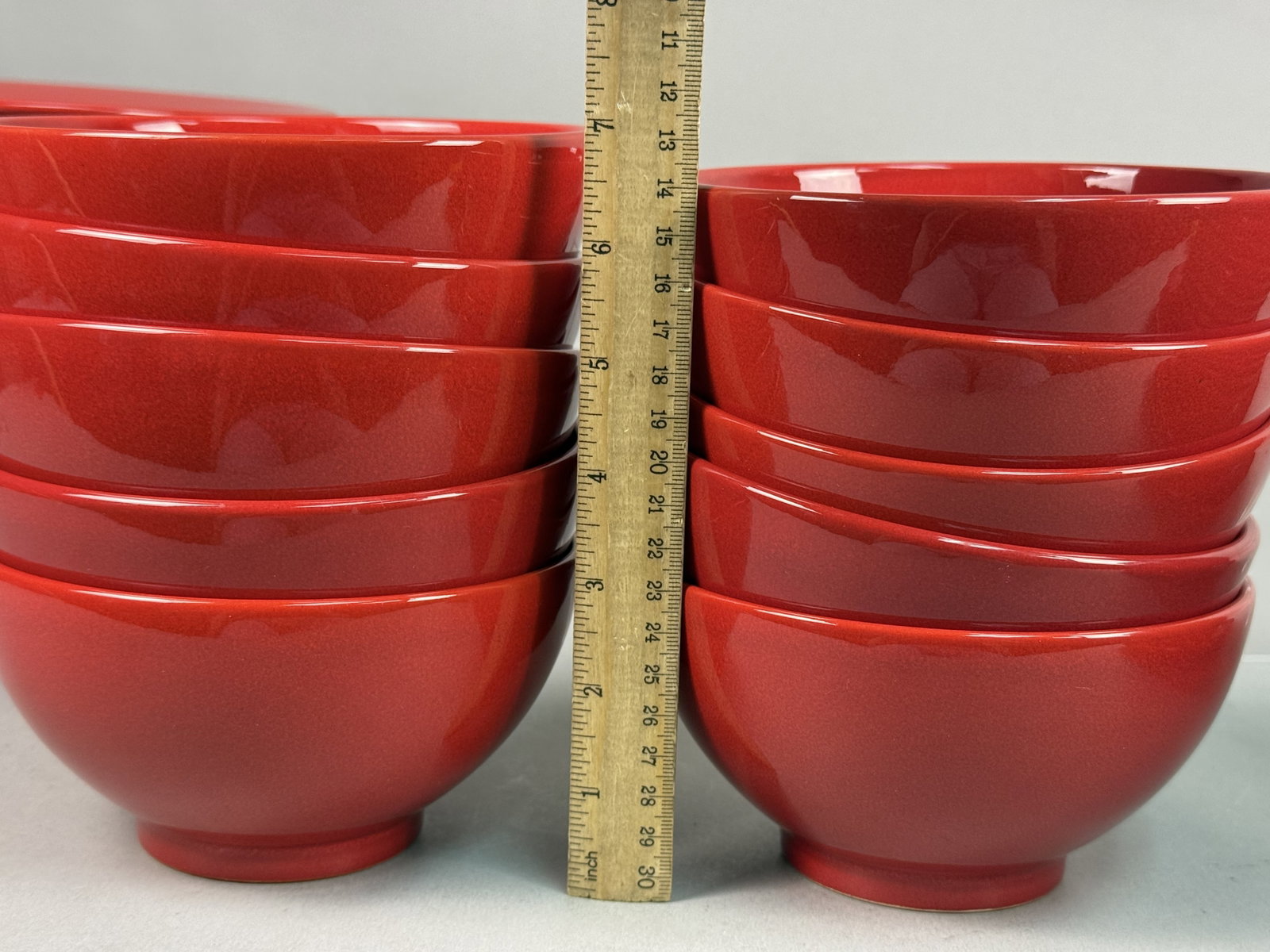 Large Red Glazed Stoneware Dinnerware Set - 8