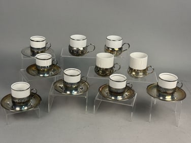 Bellini Silverplate and Porcelain Demitasse Set