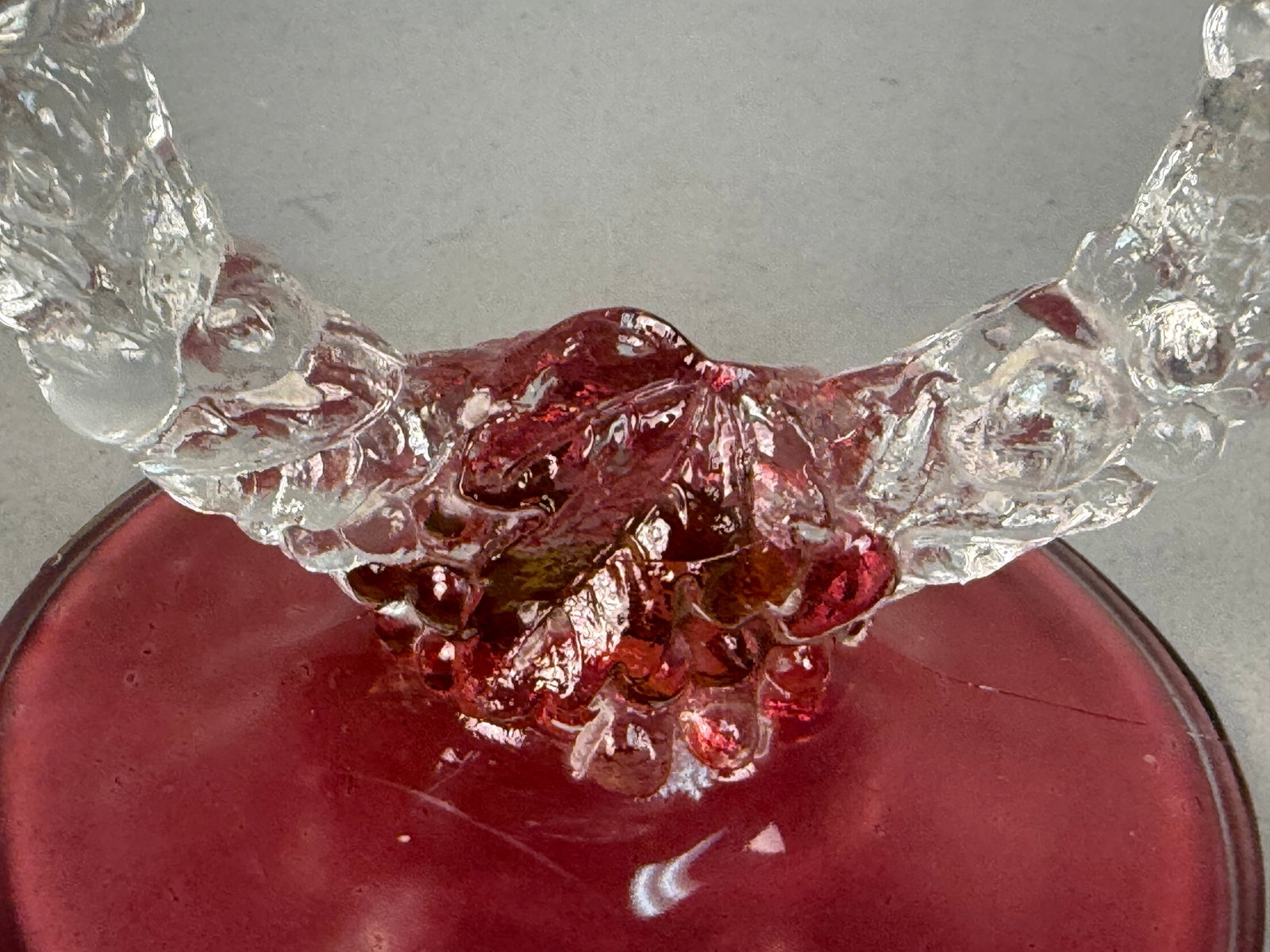 Ruby Red & Clear Glass Double-Arm Candelabrum - 5