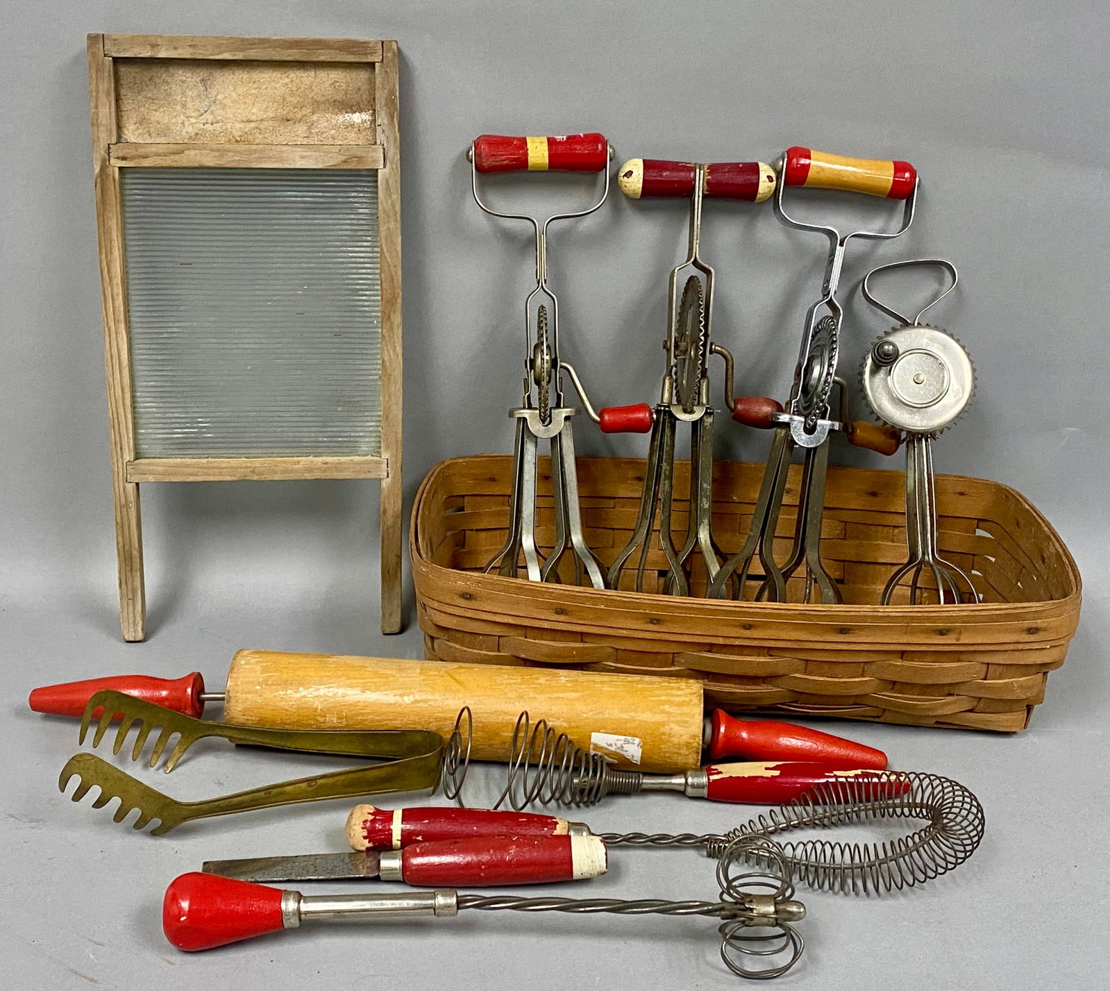 Vintage Red Kitchenware and Longaberger Basket (1 of 7)