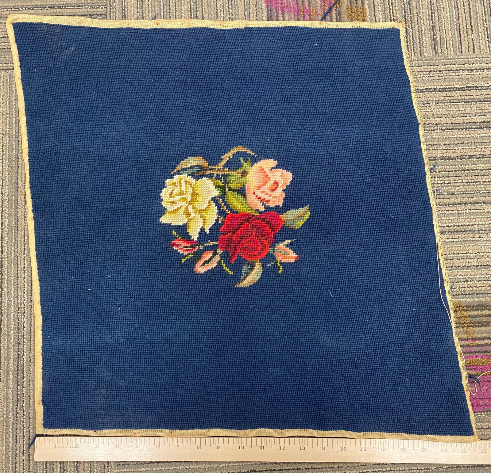 Five Floral Wool Needlepoint Panels - 7