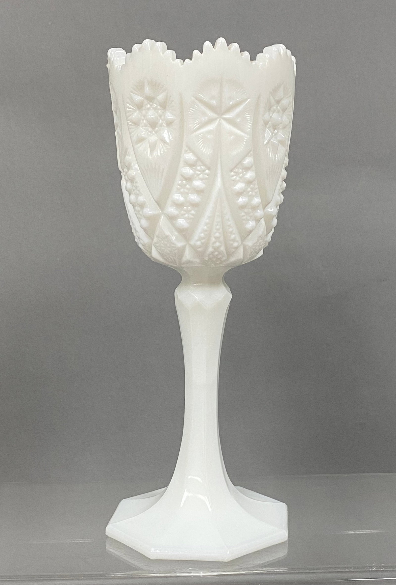 Kemple Yutec Pattern Milk Glass Chalice (1 of 5)