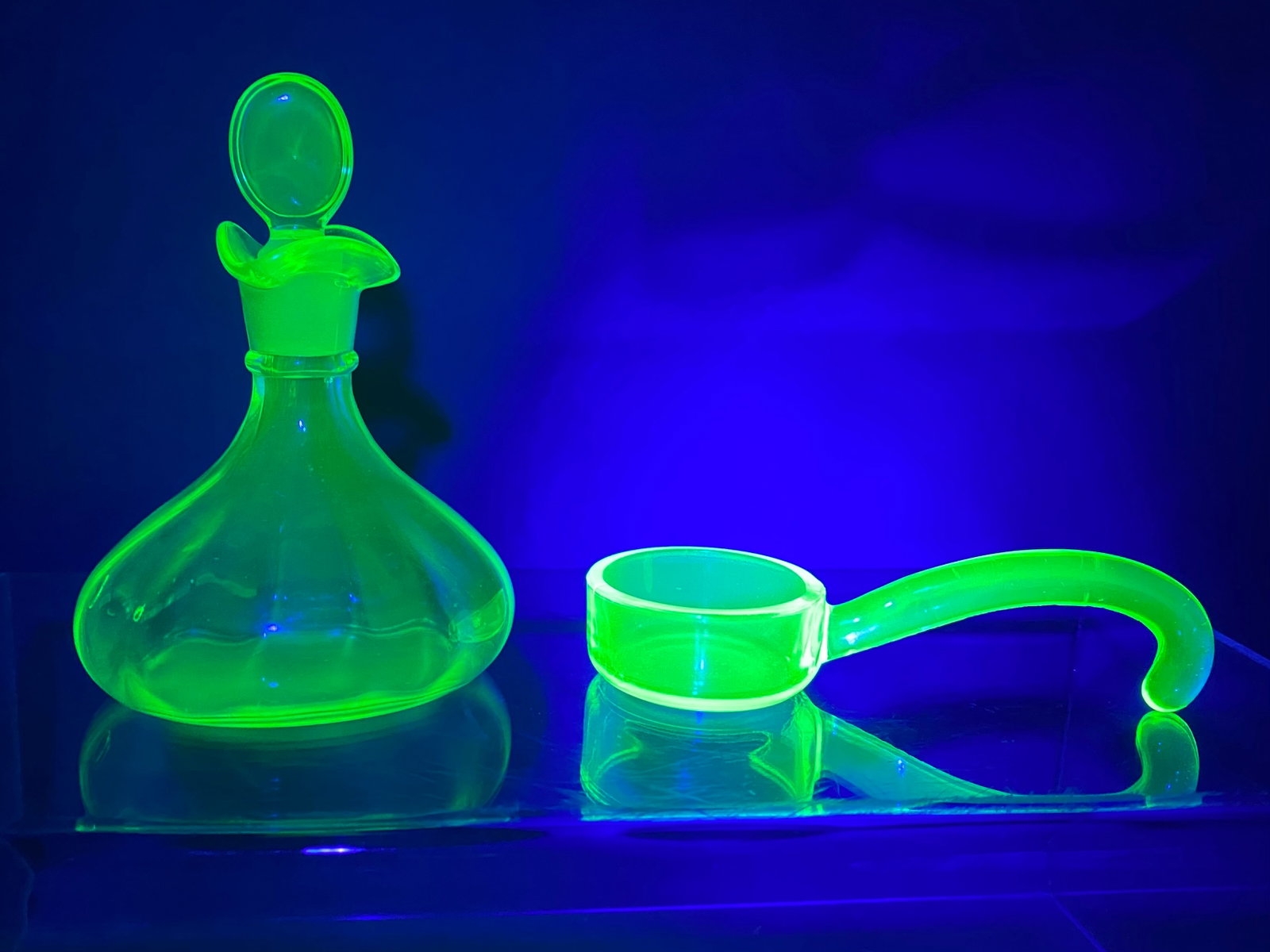 Two Uranium Glass Serving Pieces - 2