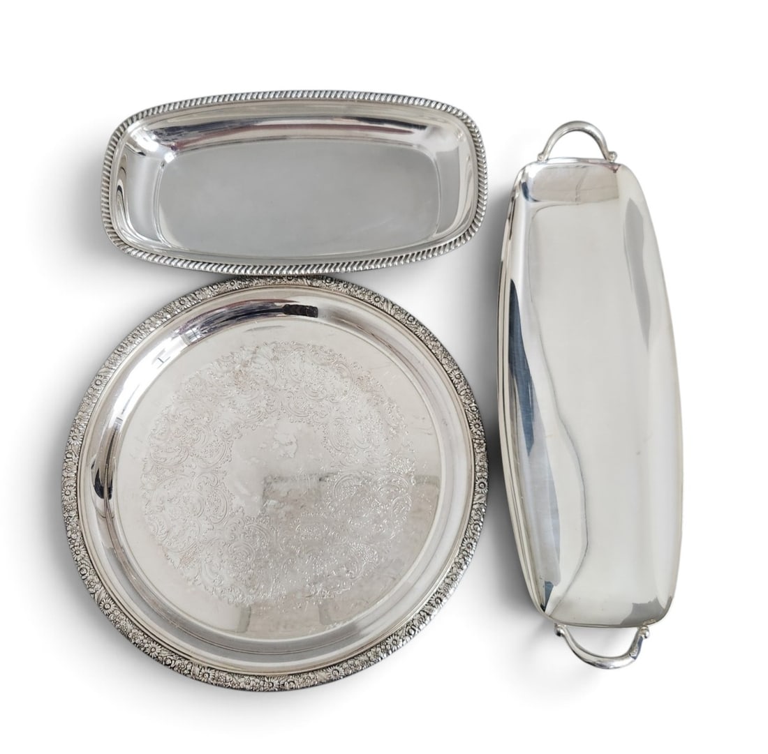 Three American Silver-Plated Serving Trays (1 of 14)