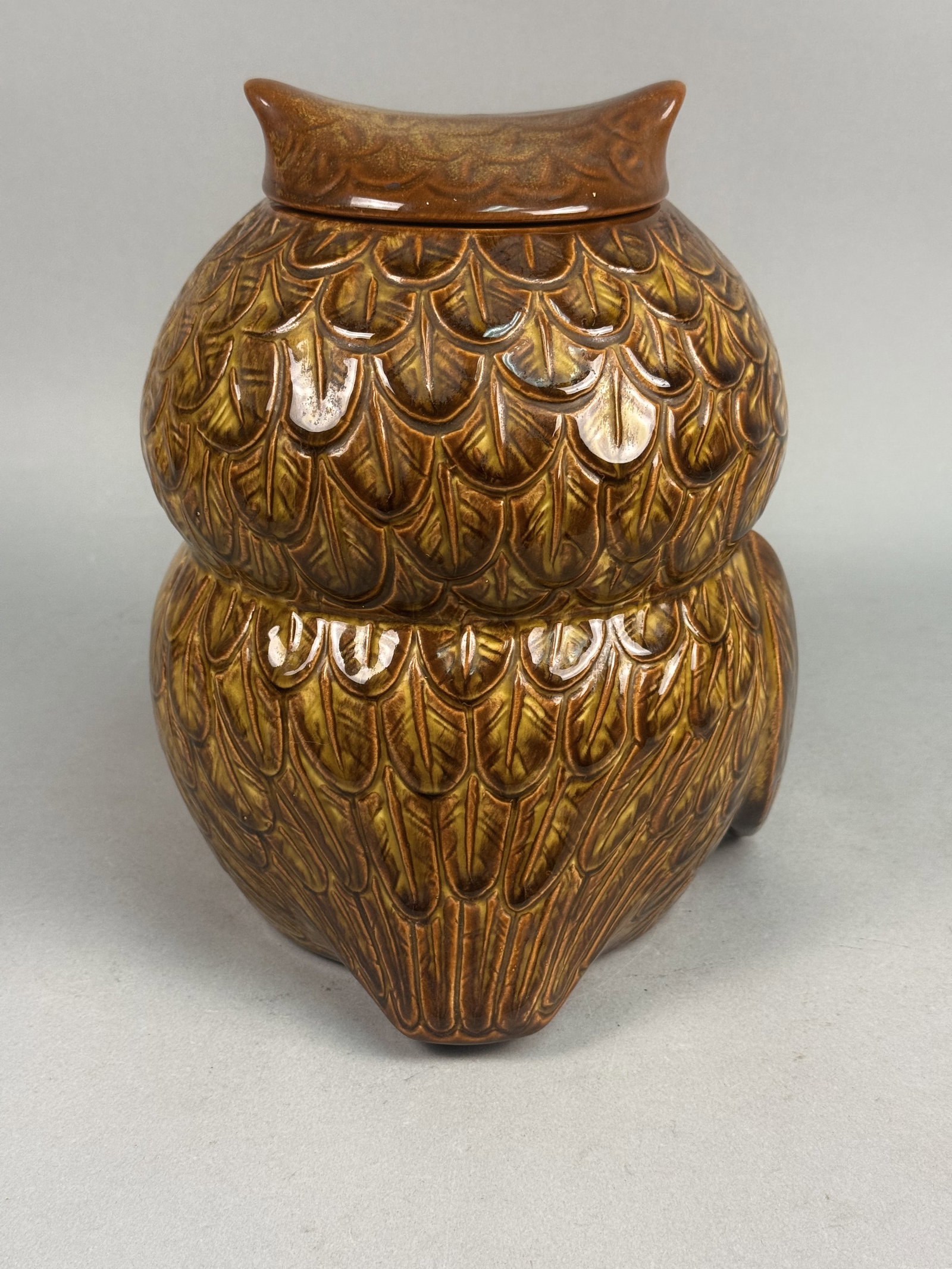 Ceramic Brown Drip Glazed Owl Cookie Jar - 5