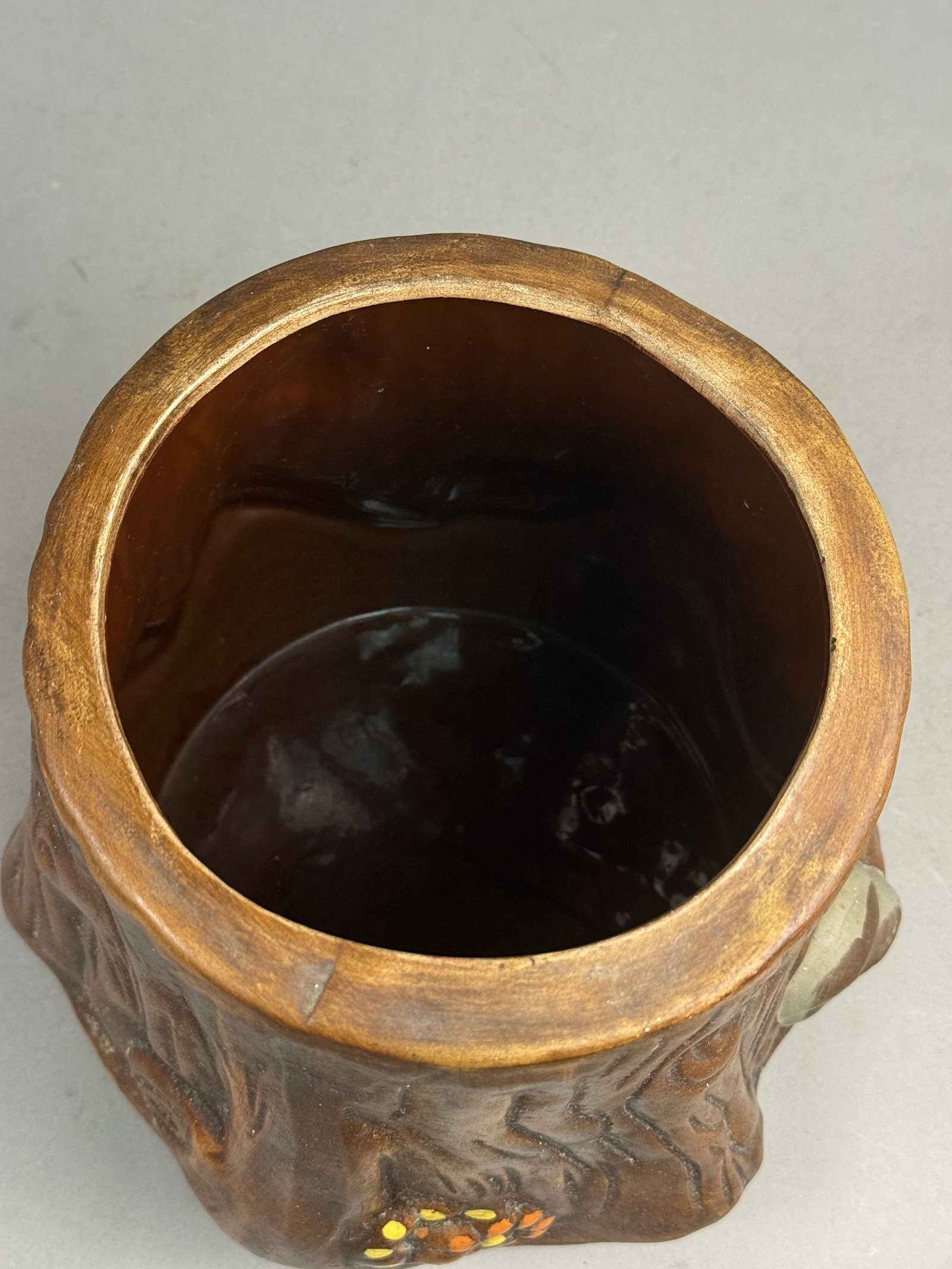 Earthenware Squirrel Tree Stump Cookie Jar - 3
