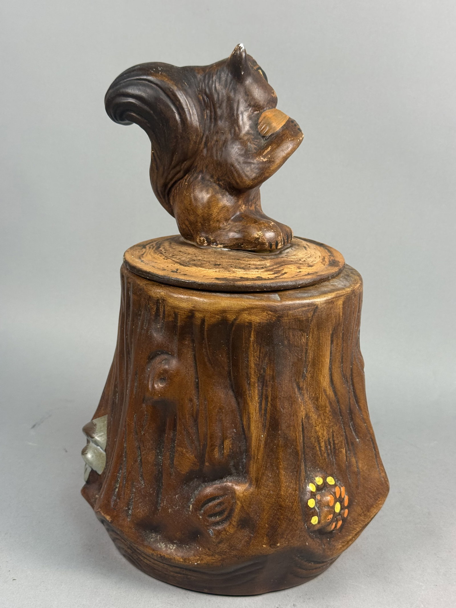 Earthenware Squirrel Tree Stump Cookie Jar - 5