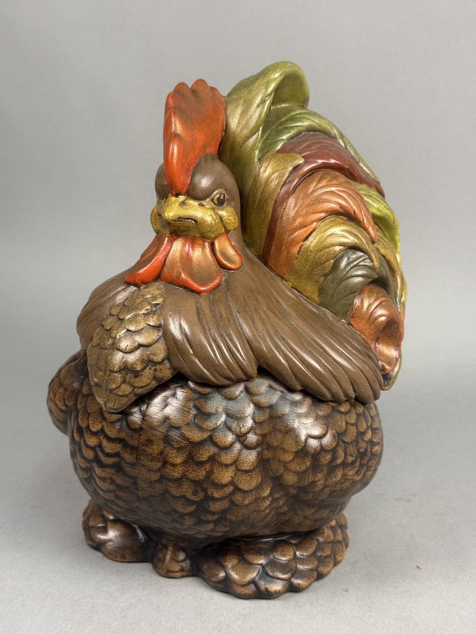 Glazed Ceramic Figural Rooster Jar (1 of 8)
