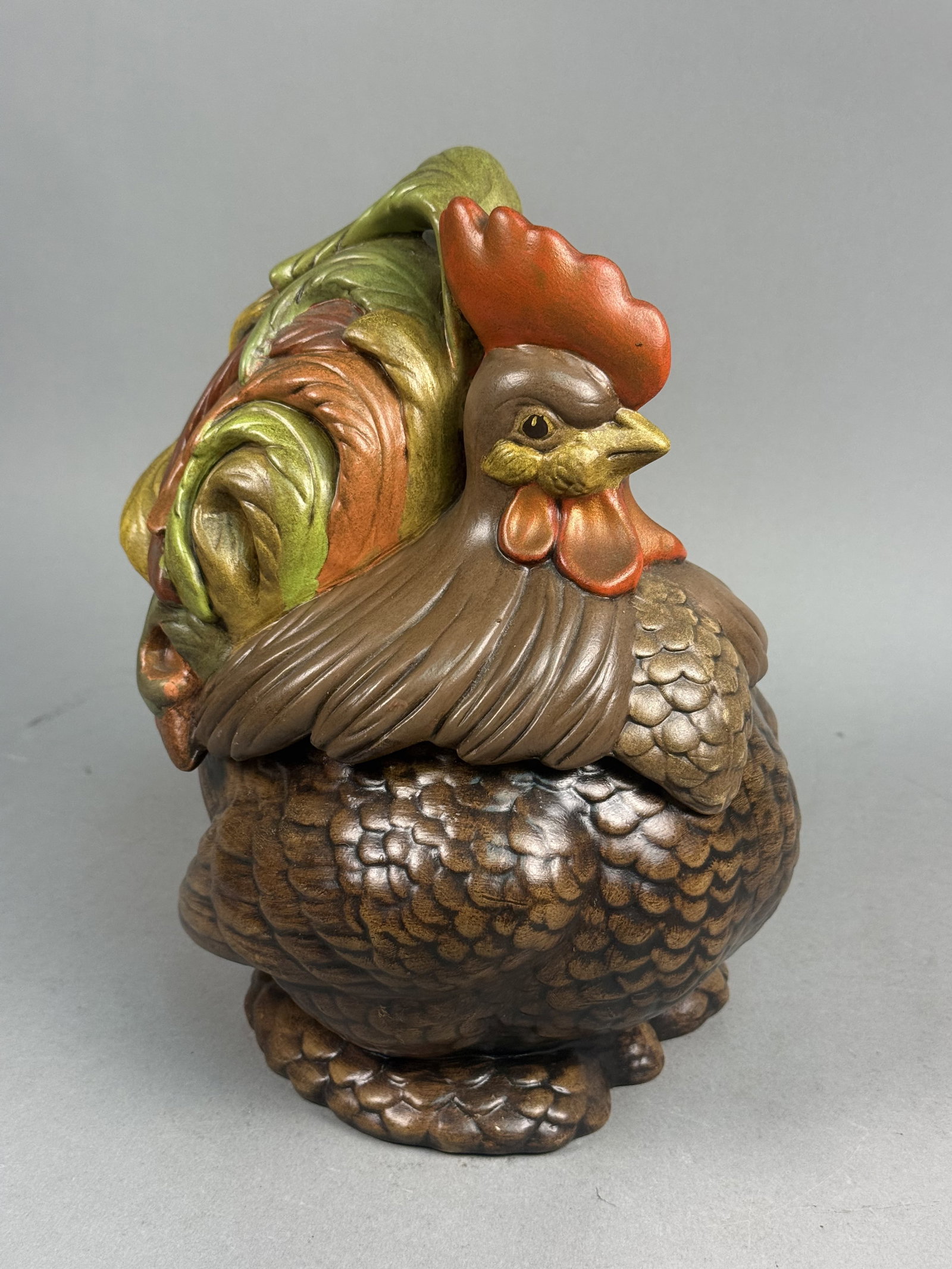 Glazed Ceramic Figural Rooster Jar - 3