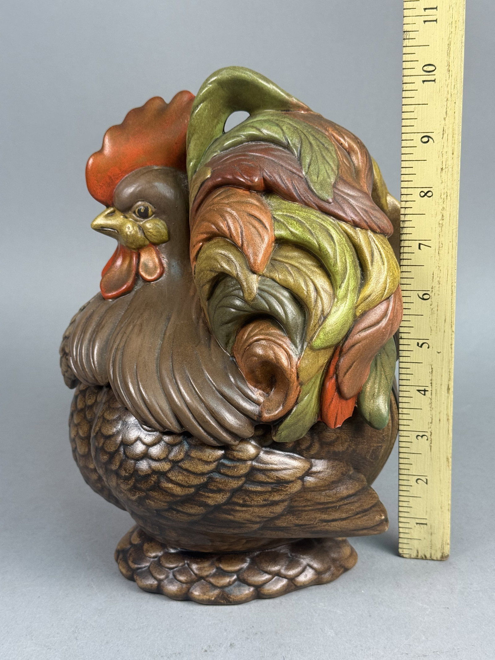 Glazed Ceramic Figural Rooster Jar - 7