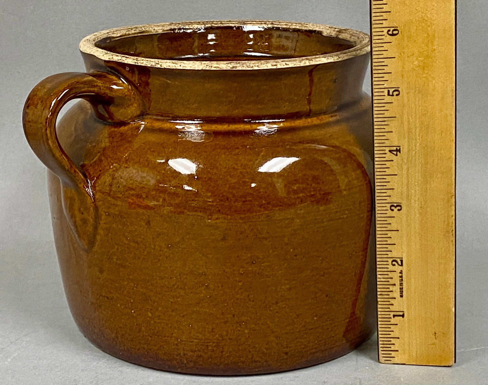 Brown Stoneware Single-Handled Bean Pot - 2