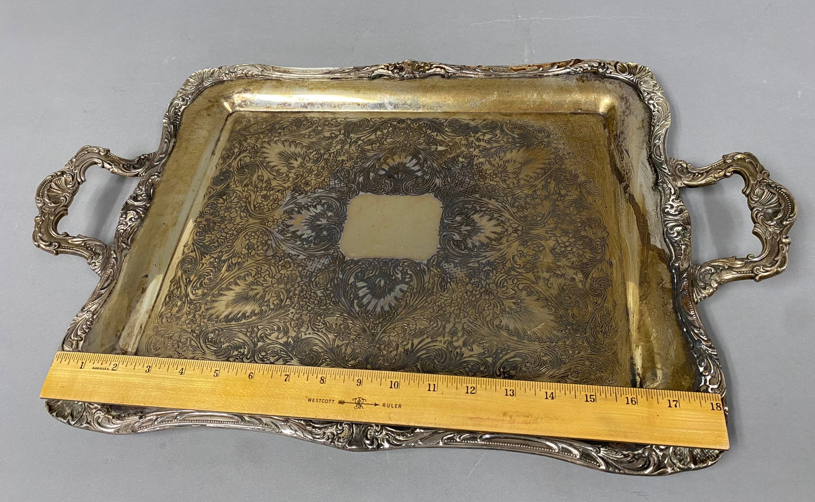 Wm Rogers Silver-Plated Rococo Handled Tray - 4