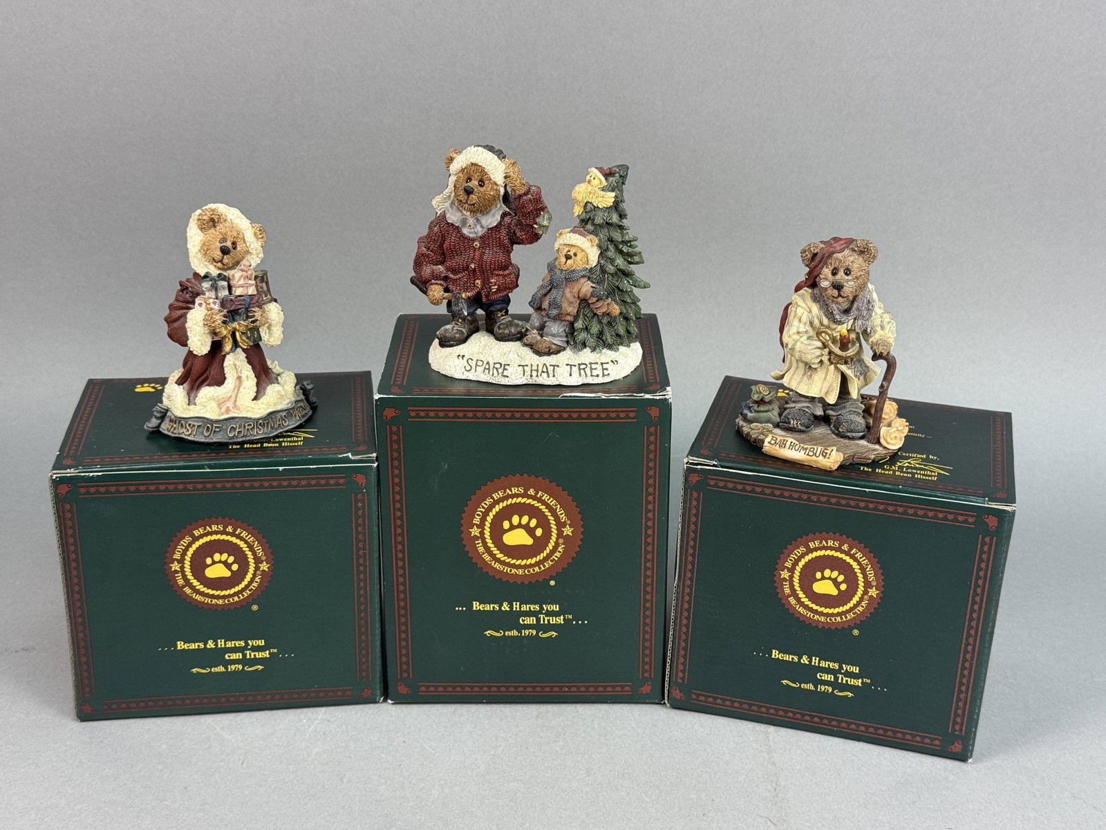 3 Boyds Bears Resin Christmas Bearstone Figurines (1 of 10)