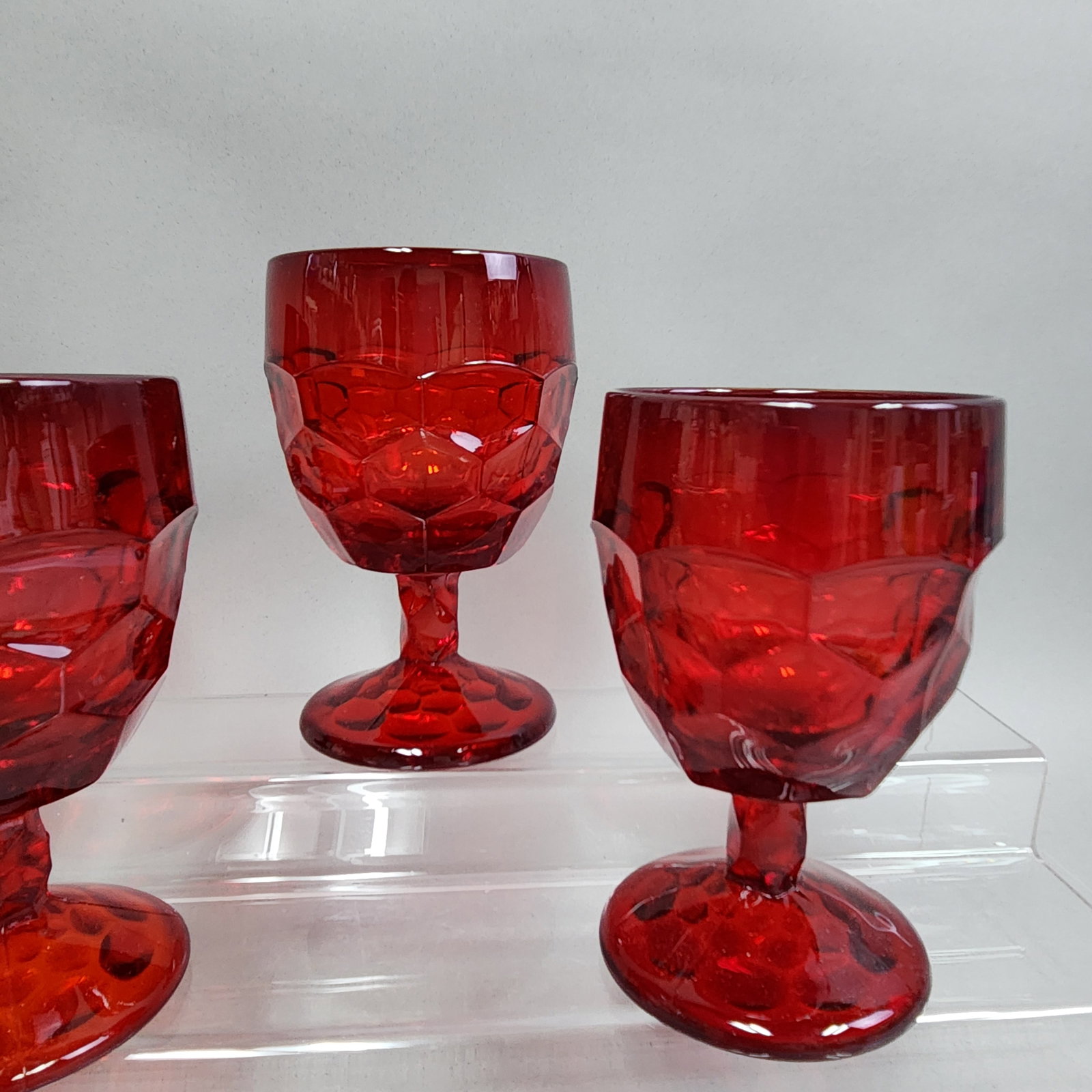 Viking Georgian Ruby Red Glass Goblets - 3