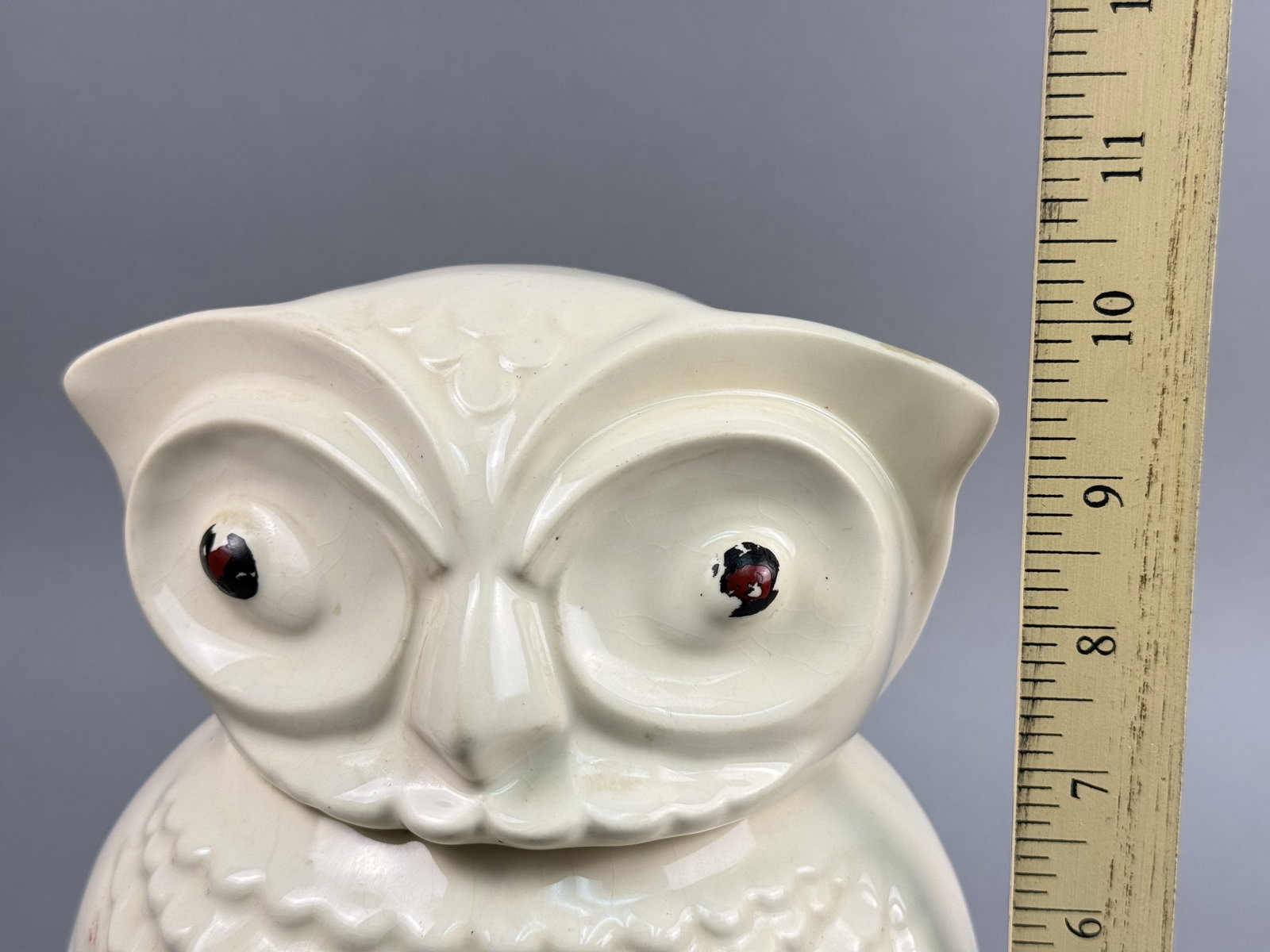 Glazed Ceramic Figural Owl Cookie Jar - 3