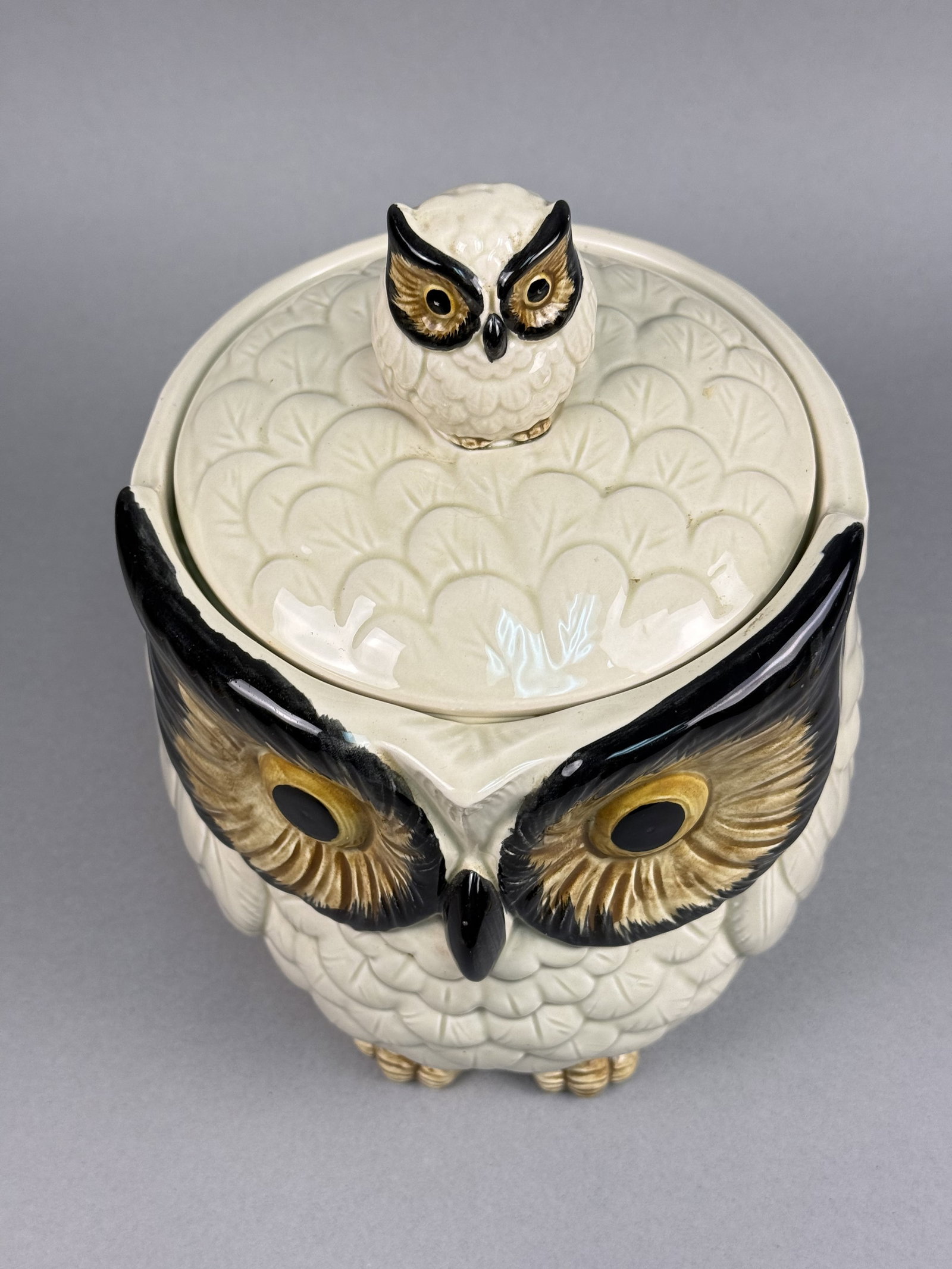 Glazed Ceramic Figural Owl Cookie Jar - 2