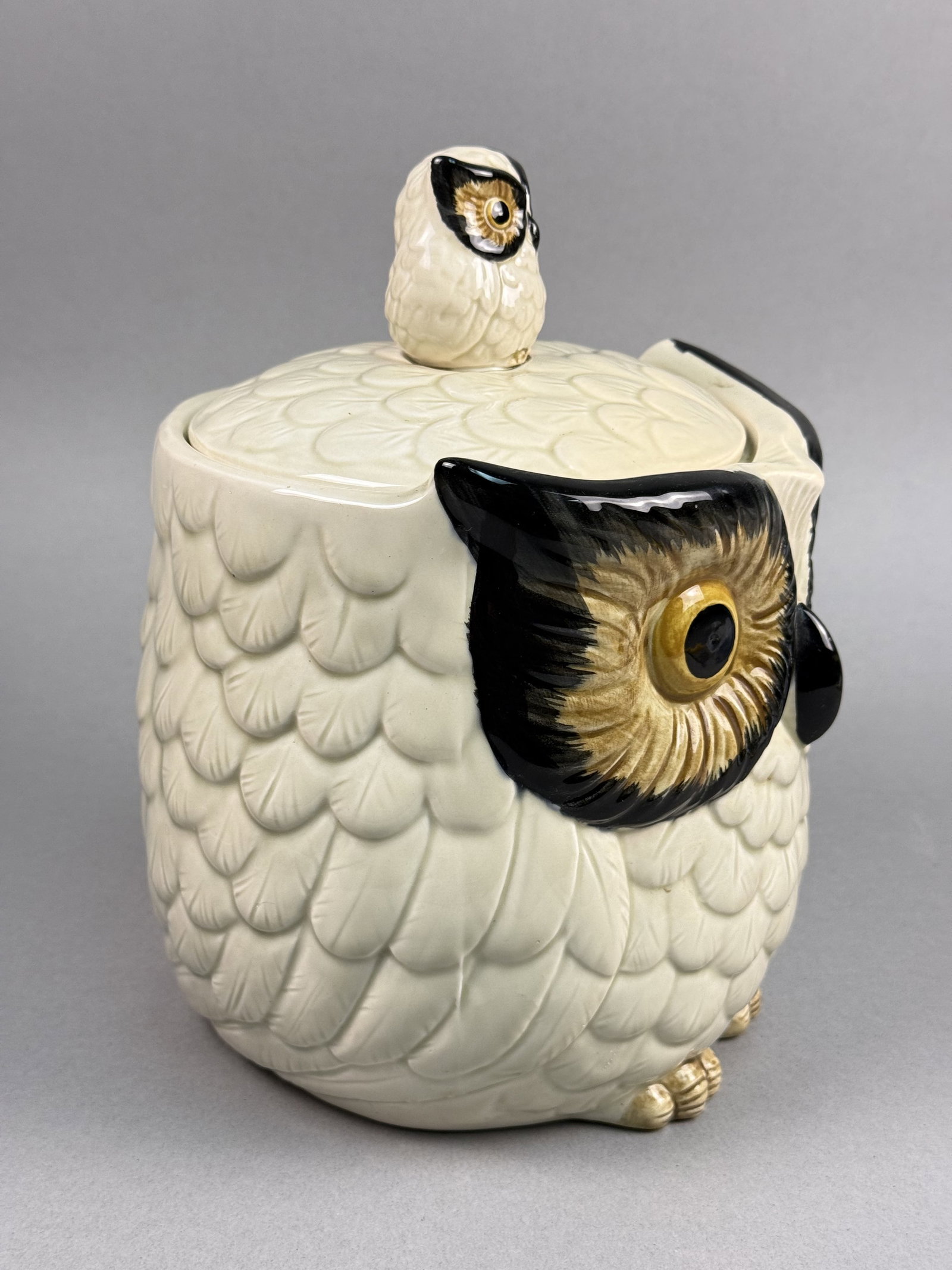 Glazed Ceramic Figural Owl Cookie Jar - 3