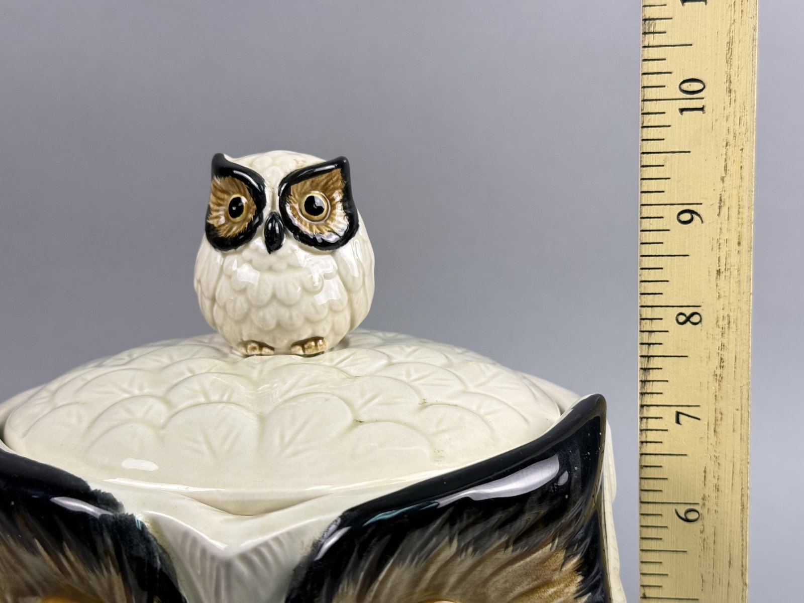 Glazed Ceramic Figural Owl Cookie Jar - 4