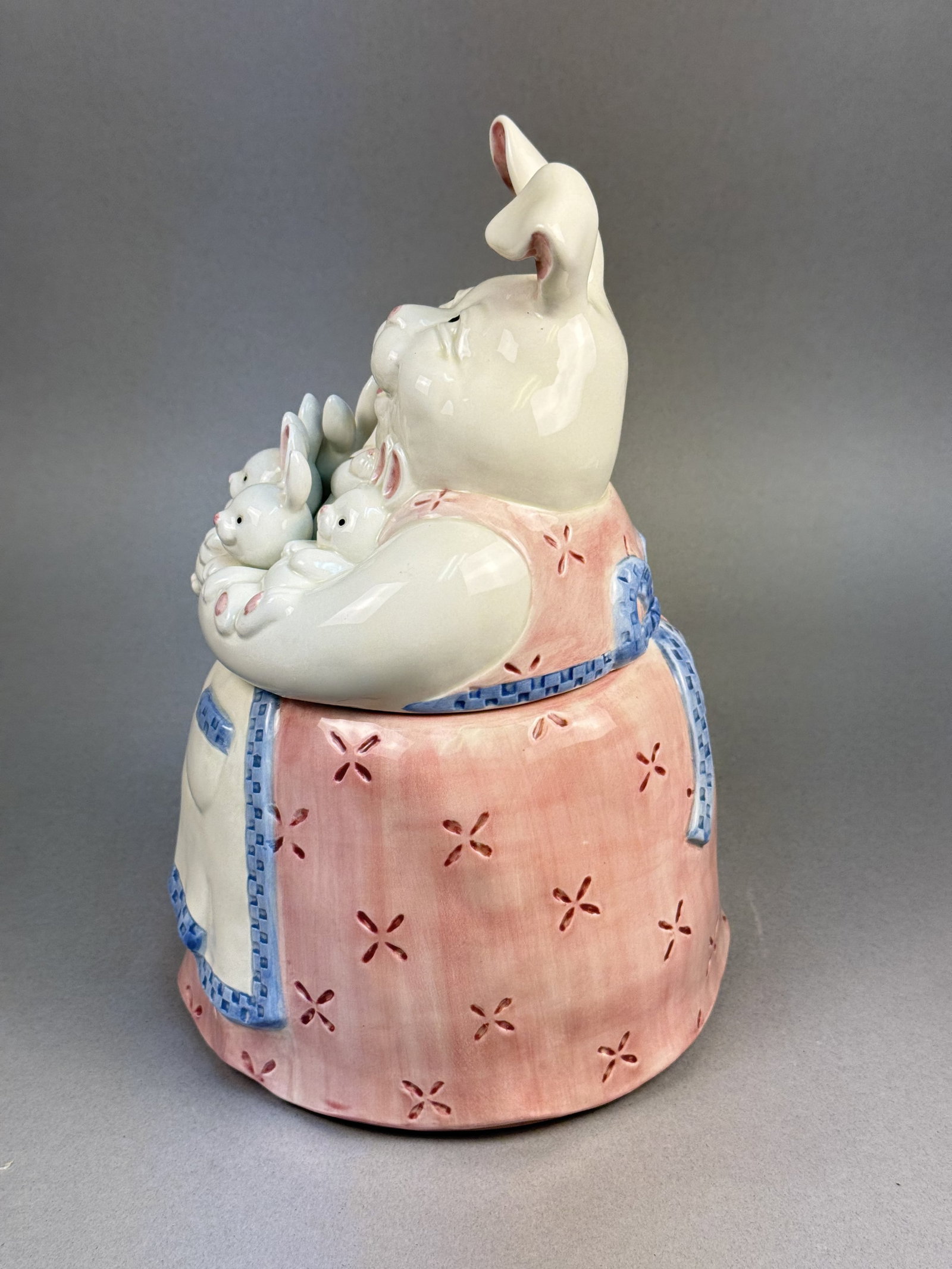 Fitz and Floyd Earthenware Rabbit Cookie Jar - 3
