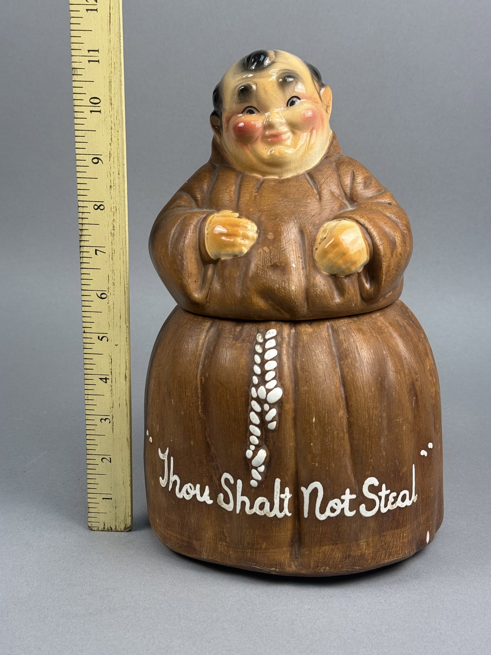 Earthenware Seated Monk Cookie Jar - 10