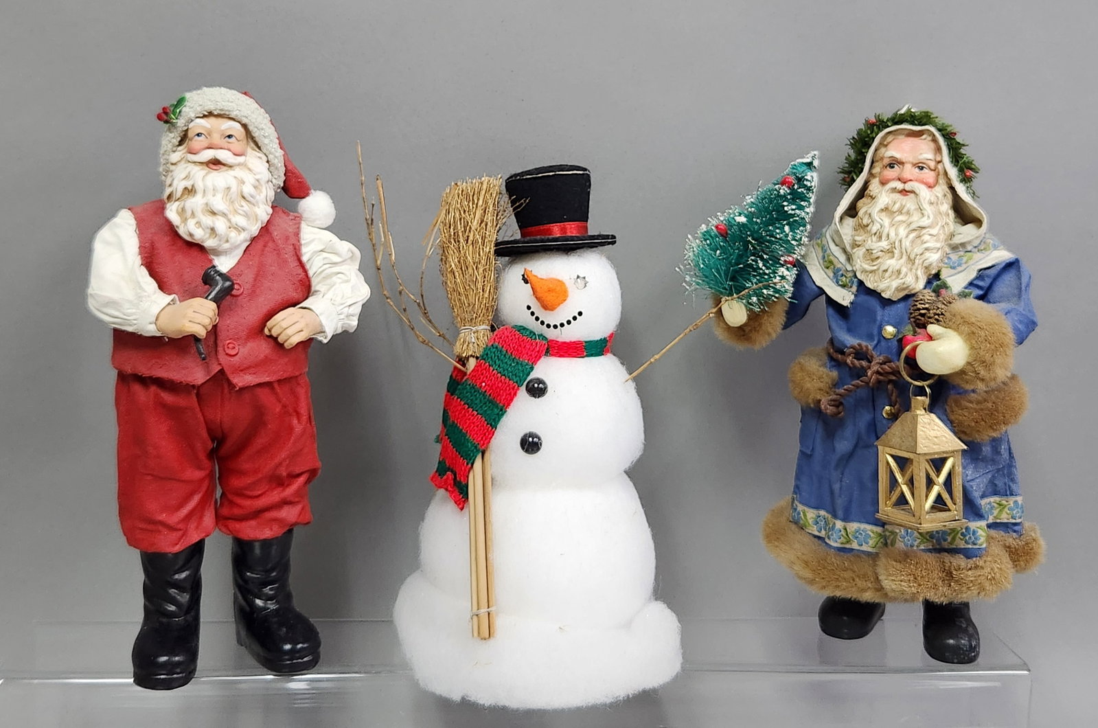 Possible Dreams Clothtique Christmas Figurines: This trio of Christmas-themed figurines is from the Clothtique collection by Possible Dreams. The first figure, titled A Brighter Day (Item No. 15024), The second figure, A Frosty Friend (Item No.