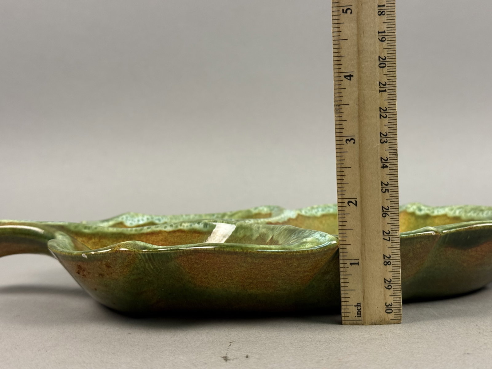 Ceramic Three-Section Glazed Leaf Dish - 5