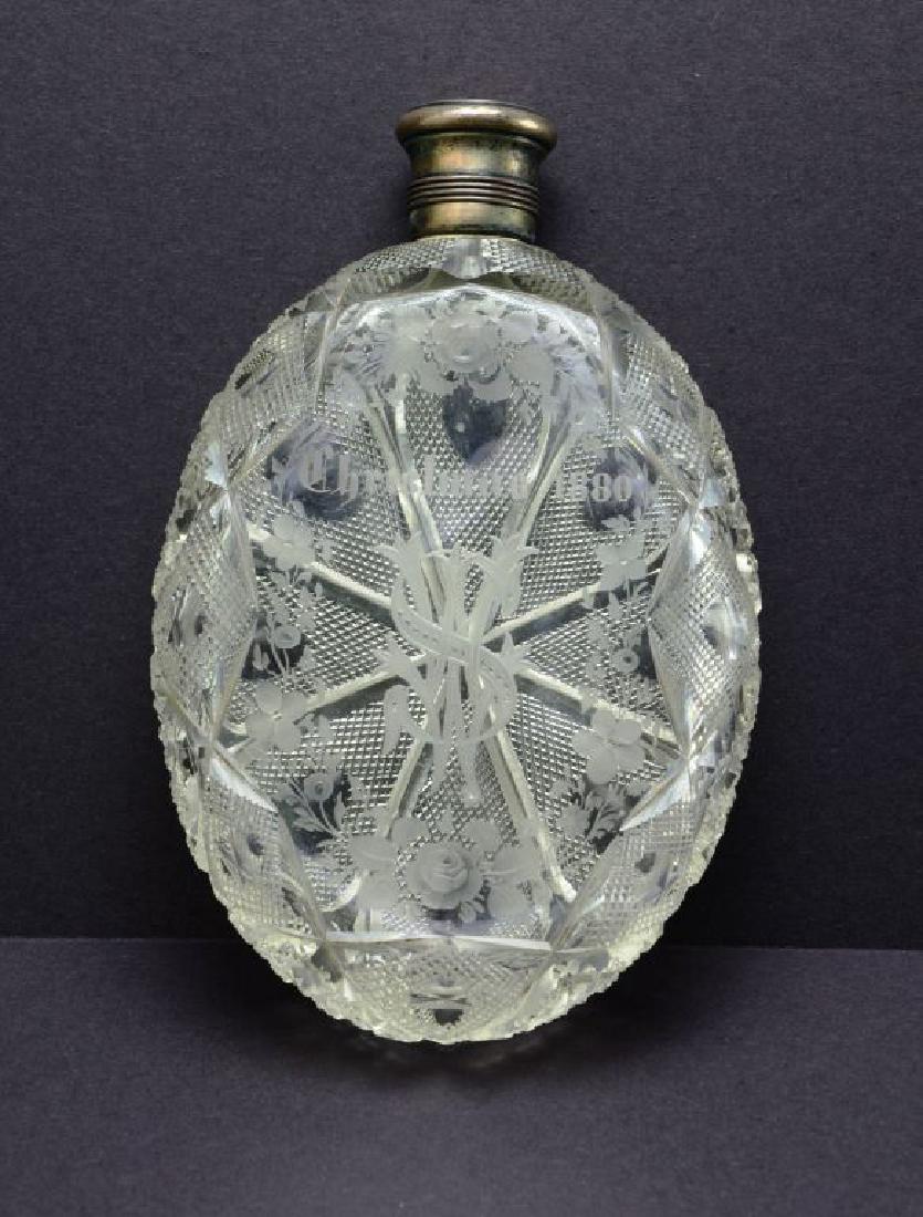Antique Cut Glass/Crystal and Sterling Christmas of: Antique Cut Glass/Crystal and Sterling Christmas of 1880 Monogrammed Flask. This piece is in wonderful antique condition with no breaks or chips and includes the original sterling marked screw cap wit