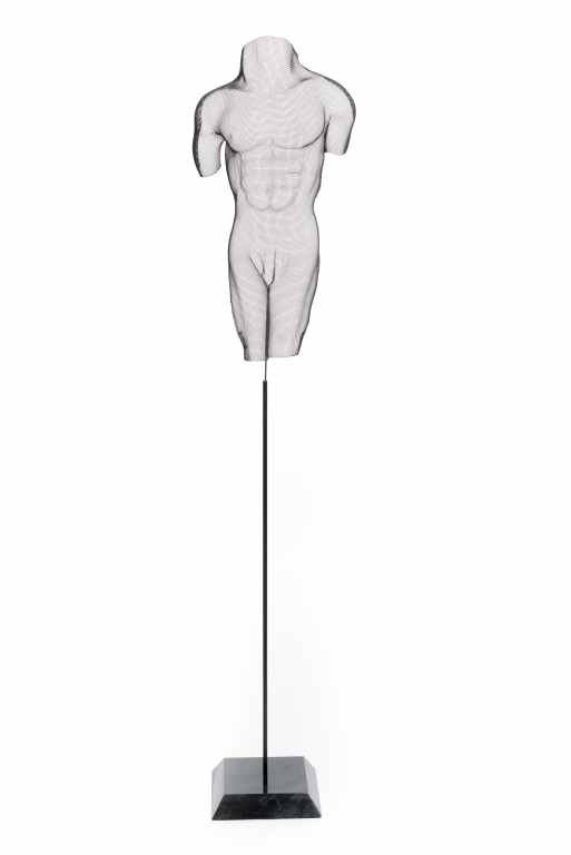 Unique Randy Cooper Signed Nude Man Mesh Shadow: This Unique Mesh Sculpture creates Shadow Art, by Well known Artist randy Cooper. Hi pieces are widely sought, and sell for several thousands of dollars in his New York Gallery. Each is unique. This p