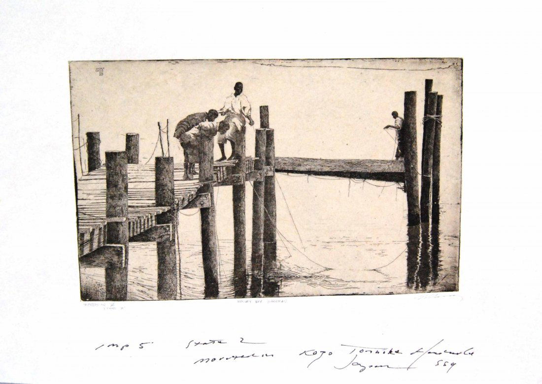 Stephen Scott Young "Hatchet Bay Bahamas" Etching: This stunning original work is by world renowned listed artist Stephen “Scott” Young. This rare piece is an original hand-pulled copper plate etching, in the Artist Proof State, titled, “Hatchet