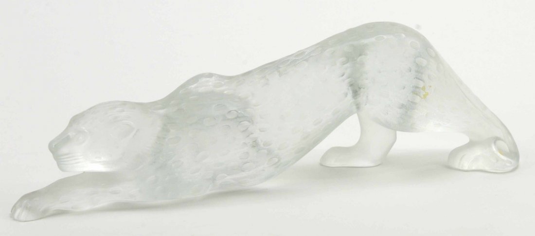 Lalique Signed “Zeila” Crystal Panther Sculpture: This lovely large Lalique France Signed “Zeila” Crystal Panther sculpture is in excellent condition, measuring approximately 14.5” x 4.25” x 3” and weighing approximately 5.57 LBS. Please vi