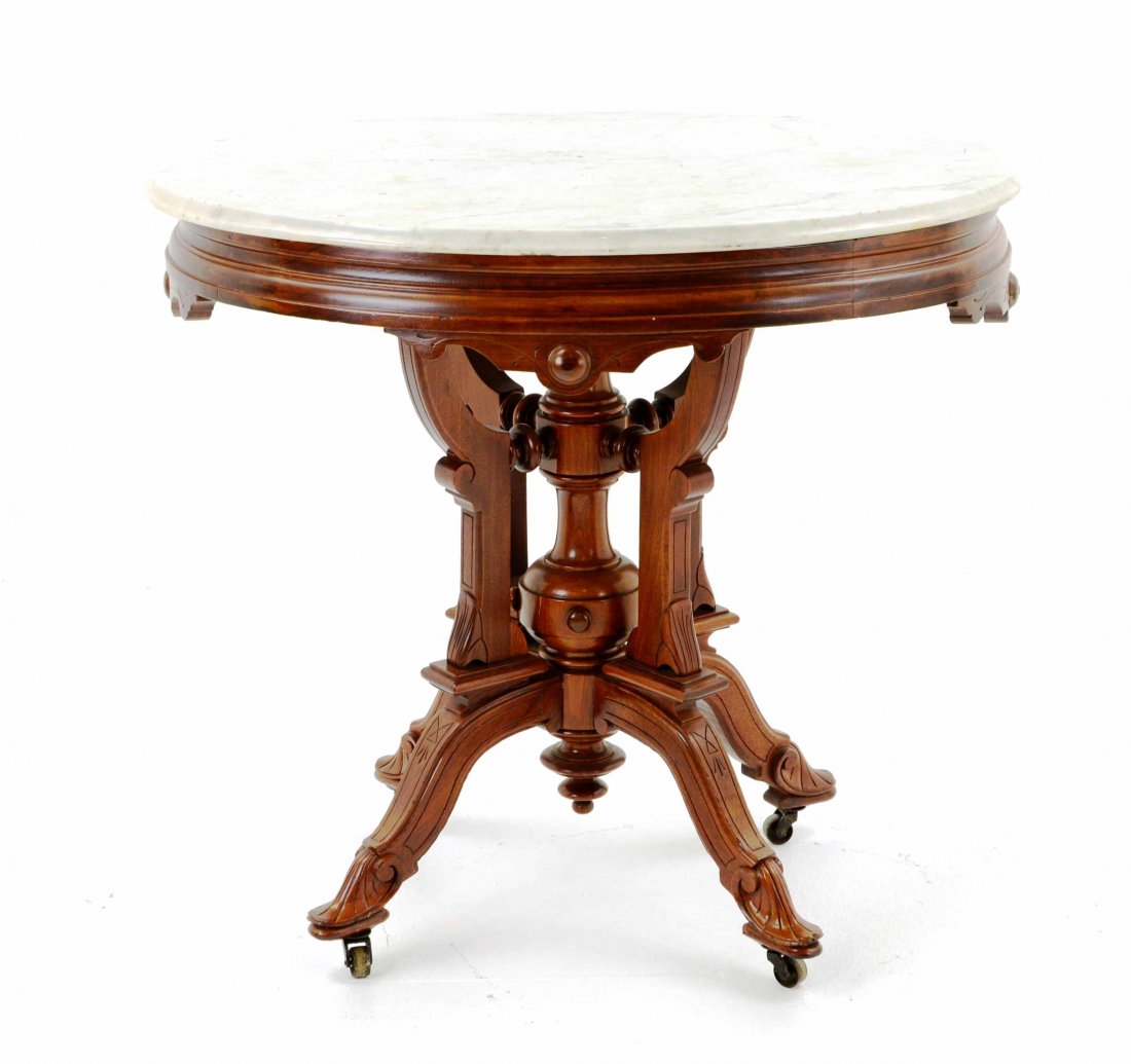 Antique Eastlake Beveled Marble Top Side Table (1 of 7)