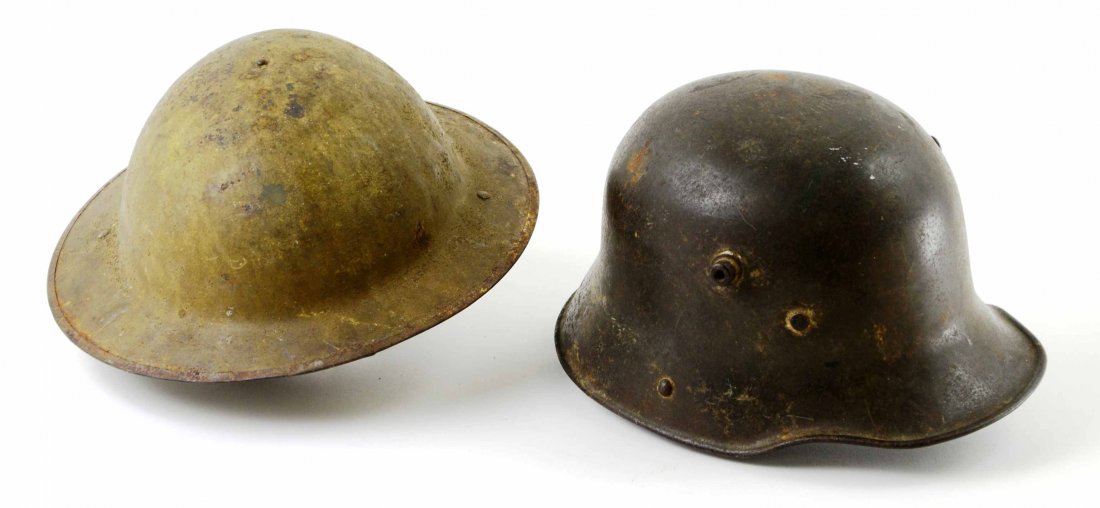 Vintage Pair of WWI & WWII Combat Helmets (1 of 10)