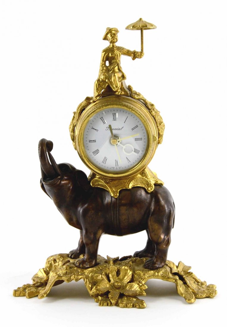 Imperial Italian Brevettato Bronze Metal Elephant Clock (1 of 10)